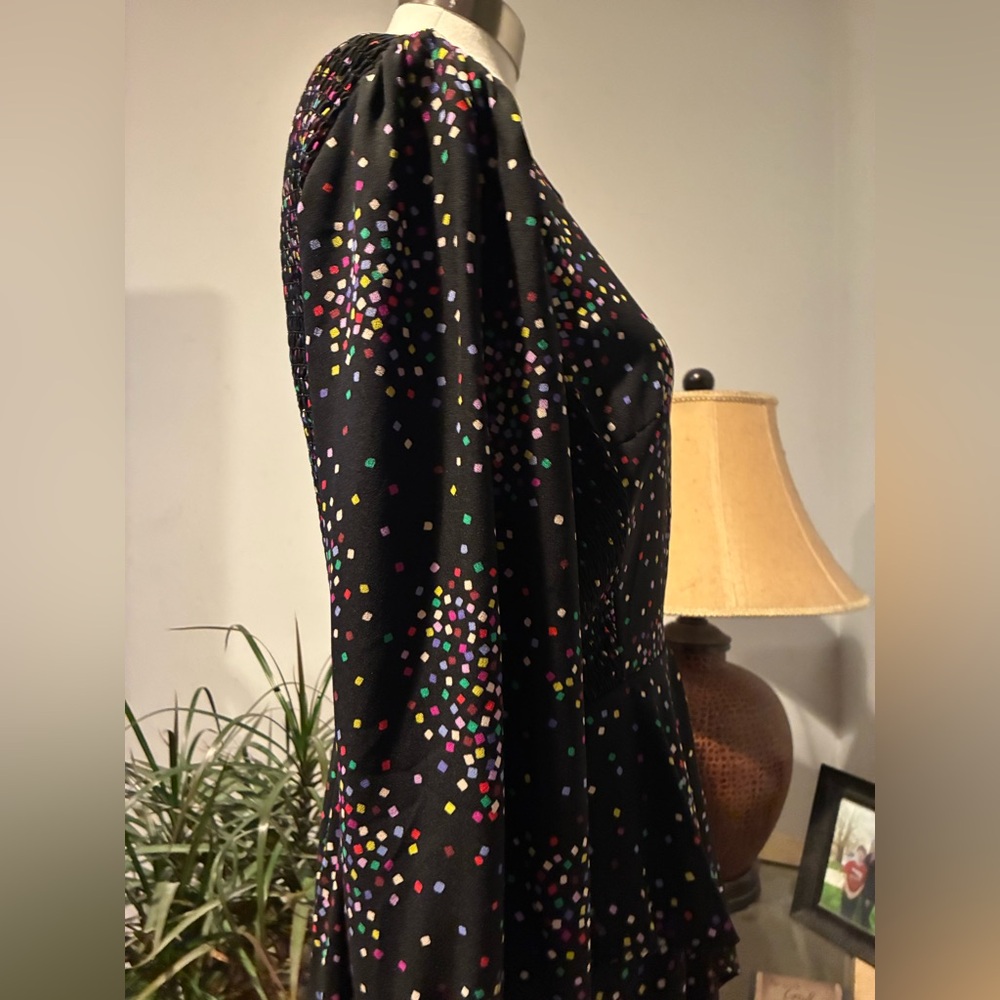 KATE SPADE CONFETTI PRINT SMOCKED SHIRT DRESS Zip Front Size 10 - Picture 11 of 16
